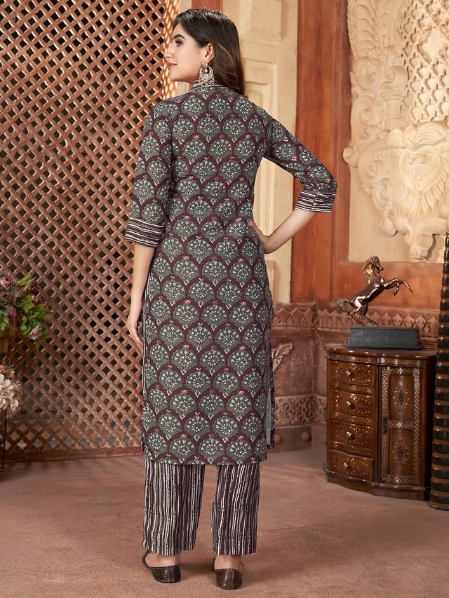 Sanisa Women'S Rayon Blend Digital Printed Straight Kurta Set With Dupatta