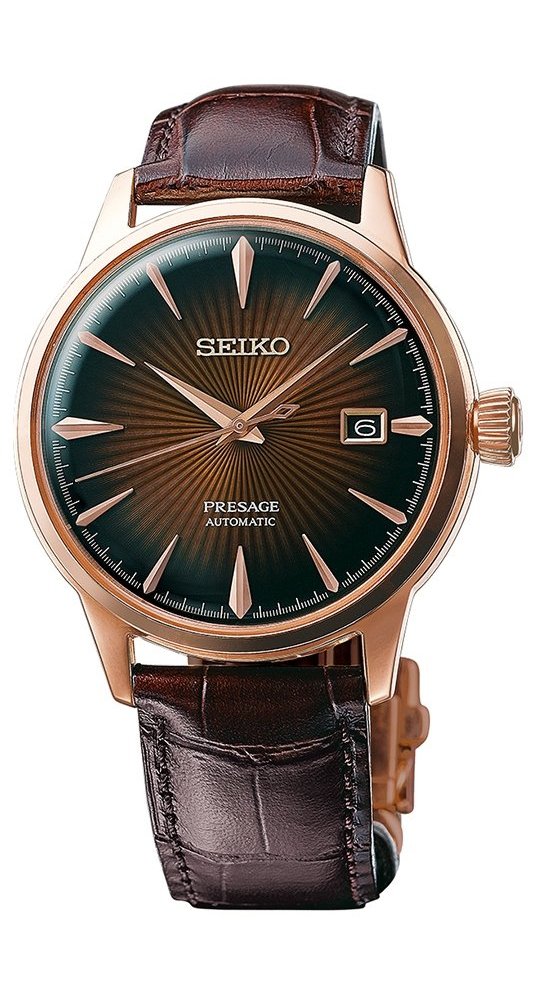 SEIKO SRPB46 Automatic Watch for Men - Presage Collection - Burgundy Patterned Dial with Gloss Finish, Date Calendar - 50M Water