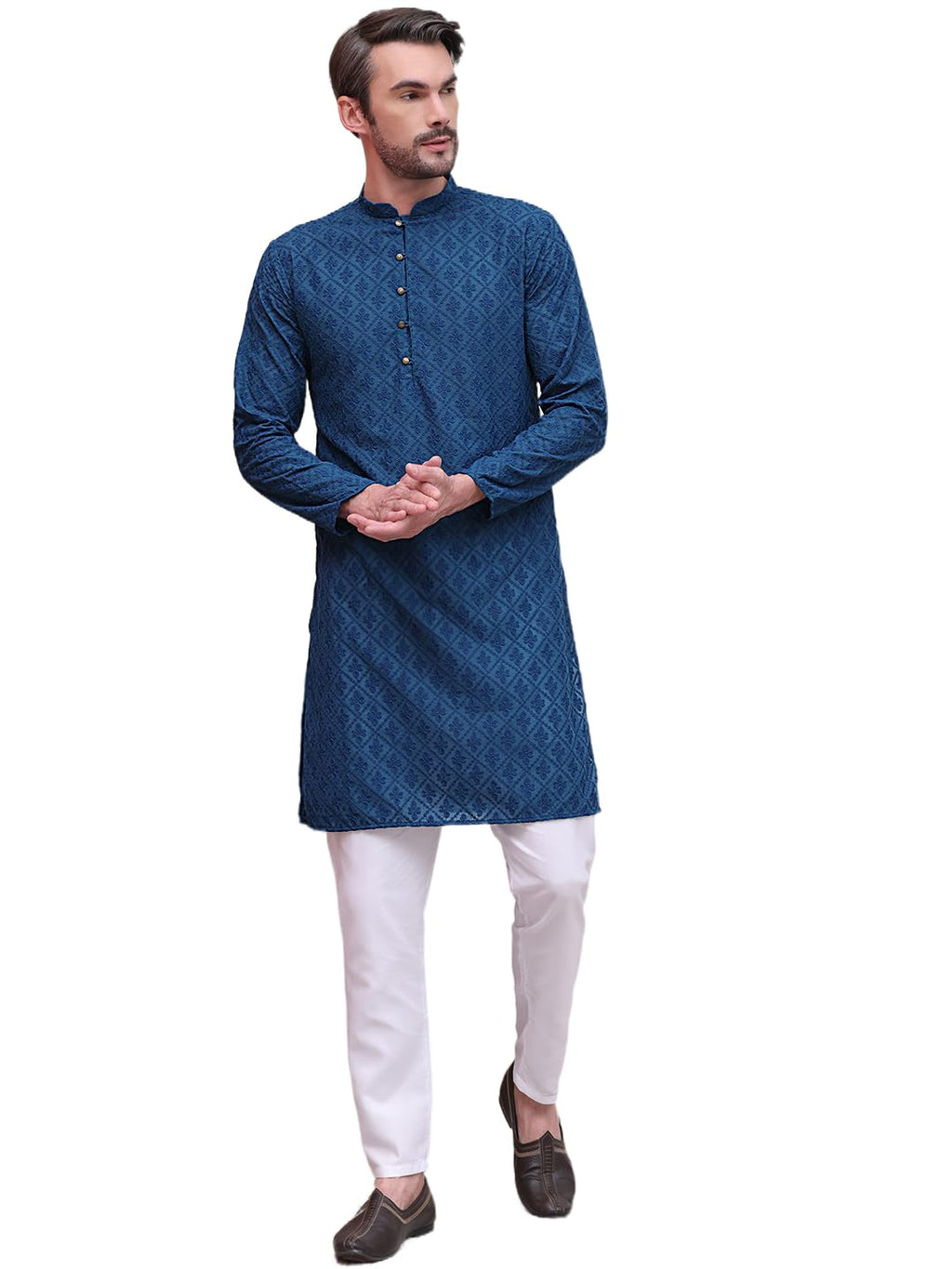 Jompers Mens Floral Cotton Kurta Pyjama Set
