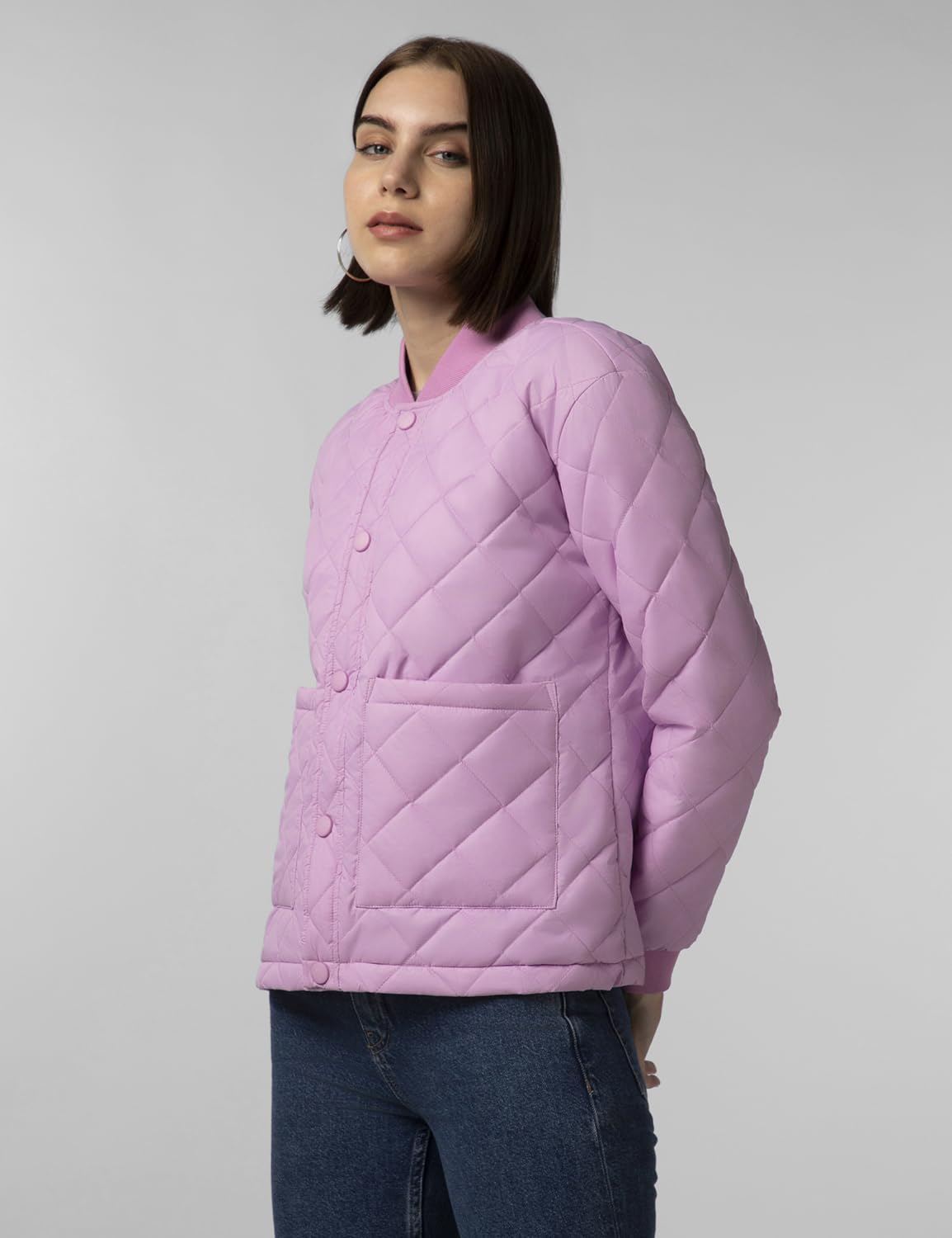FYLTR Womens Winter Puffer Jacket with Patch Pockets - Stylish Boxy Fit | Full Sleeves | Extended Placket | Snap Button | Casua