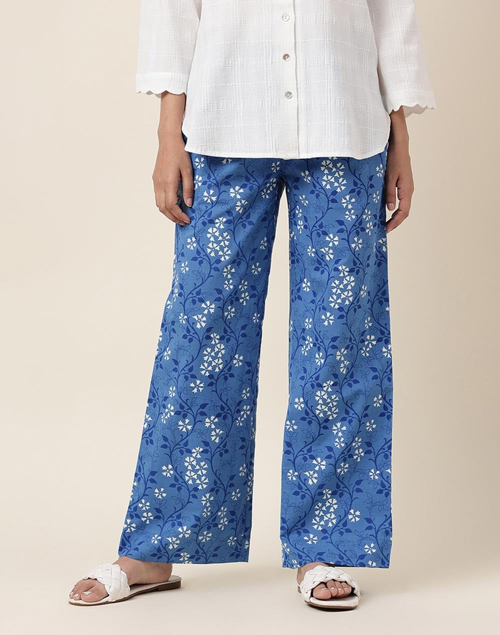 Fabindia Womens Regular Palazzo (1030651BLUE_Blue