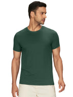 XYXX Mens Solid Regular Fit T-Shirt (XY_CR15_Tshirt_2_Anchor Grey+Pine Green