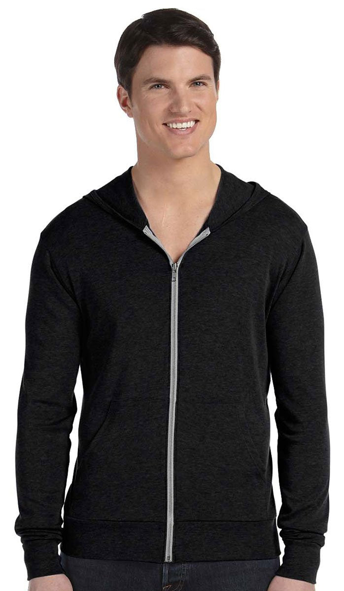 Unisex Triblend Full-Zip Lightweight Hoodie - cHAR BLK TRIBLND - XS(D0102H7WXLX)
