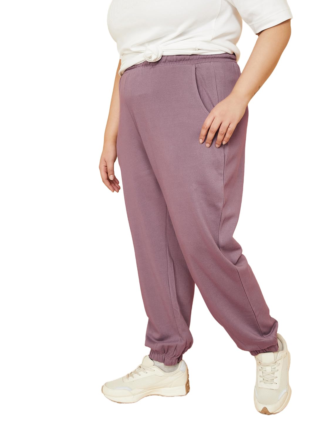 Max Women Solid Athleisure Joggers (Purple_3Xl) 3