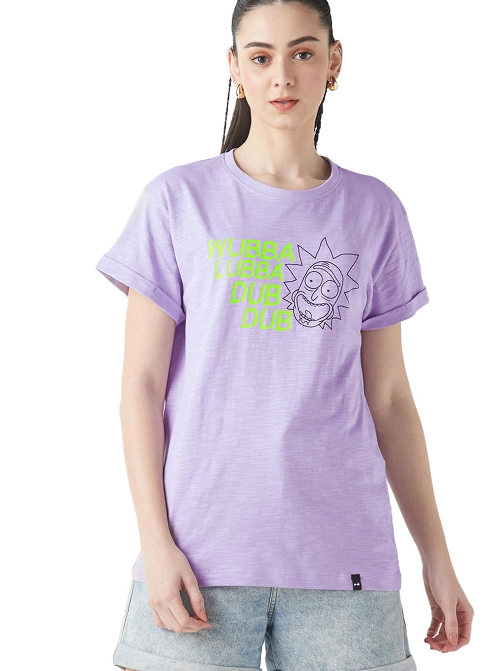 Bewakoof Air 1.0 Official Rick and Morty Merchandise Womens Graphic Printed Boyfriend Fit Half Sleeve Round Neck Cotton Slub T-
