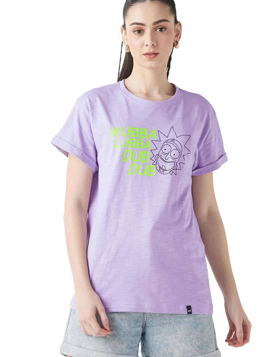 Bewakoof Air 1.0 Official Rick And Morty Merchandise WomenS Graphic Printed Boyfriend Fit Half Sleeve Round Neck Cotton Slub T-S