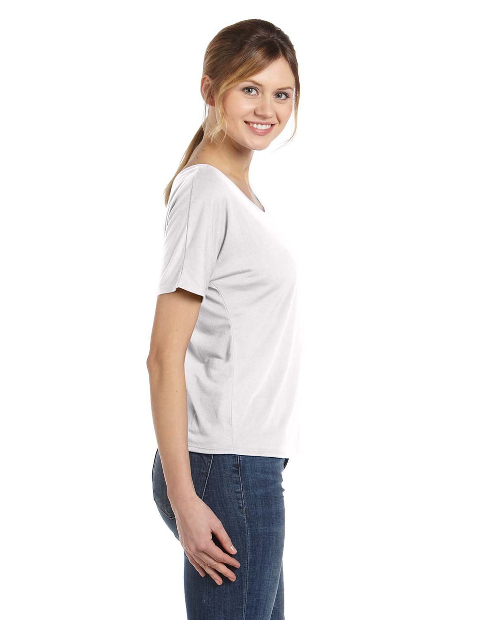 Ladies Slouchy T-Shirt - WHITE MARBLE - S(D0102H7W546)