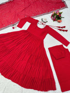 Fashion Basket Georgette Anarkali Kurta For Women Red