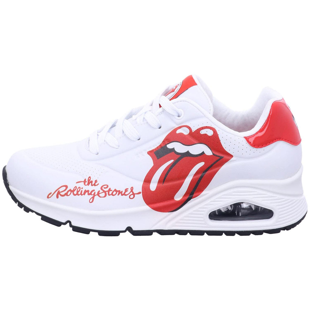 Skechers Women's UNO-Rolling Stones Single Sneaker, White/Red, 10