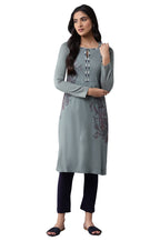 W For Woman Women'S Acrylic Paisley Regular Kurta (21Now16952-117244P_Smoke Blue_5Xl)