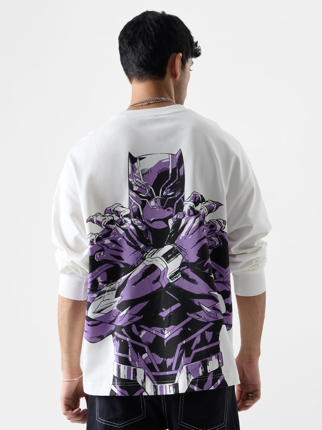 The Souled Store Black Panther: The Warrior Men Oversized Full Sleeve T-Shirts
