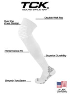 TCK Defender Over the Knee Football Socks (White, Medium)