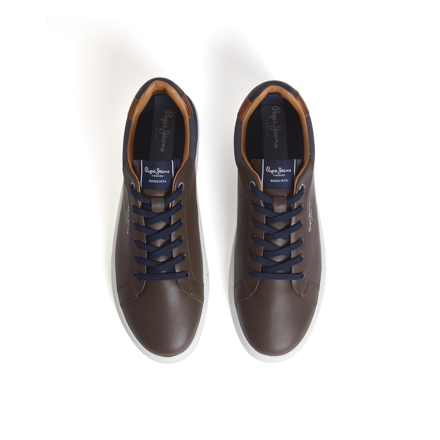 Pepe Jeans MenS Kenton Court Brown Cupsole Sneakers, 11, Black