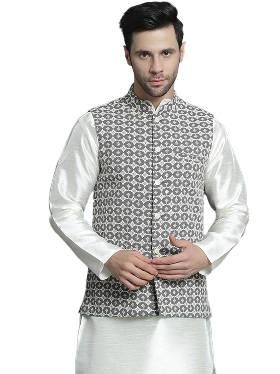 Jompers Mens Embroidered And Sequins Nehru Jacket