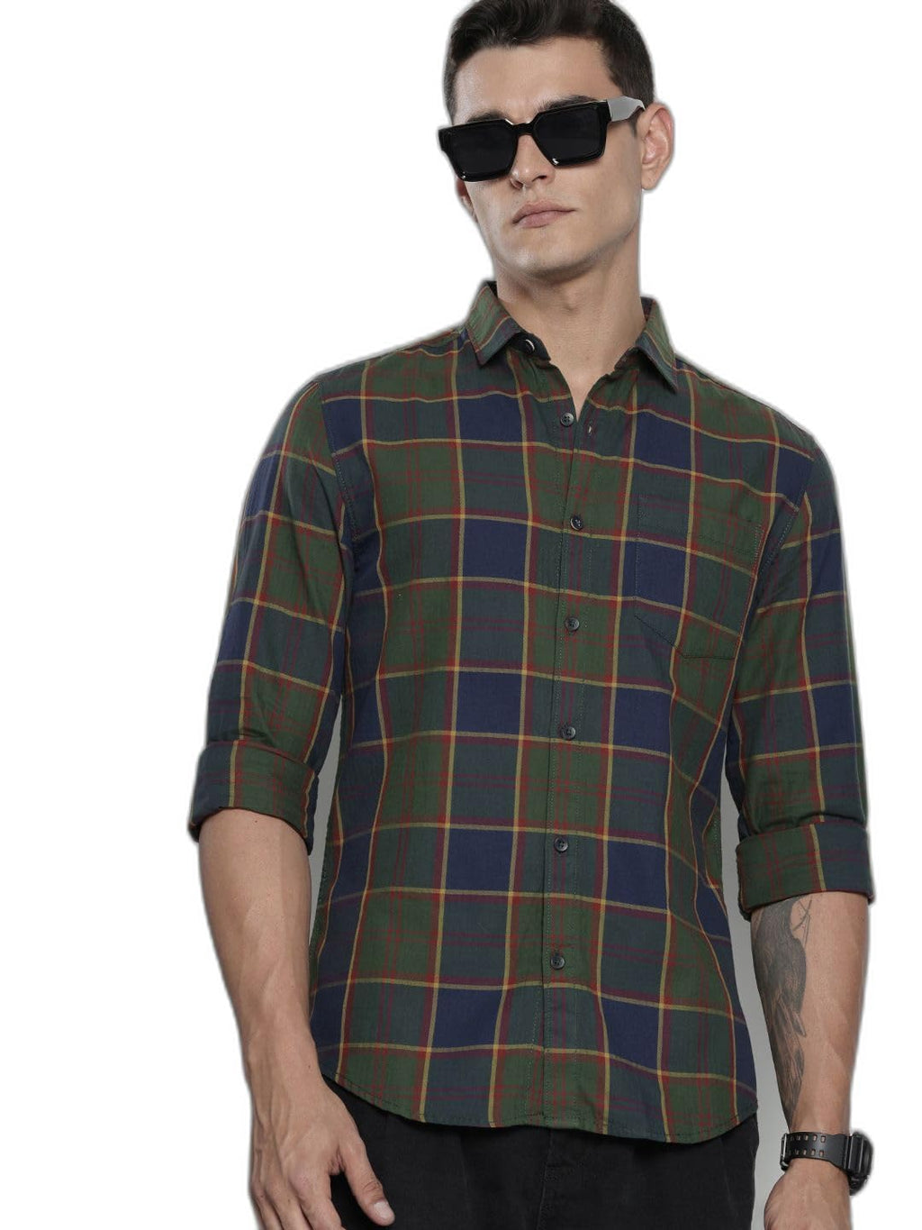 The Indian Garage Co Mens Slim Fit Checkered Shirt