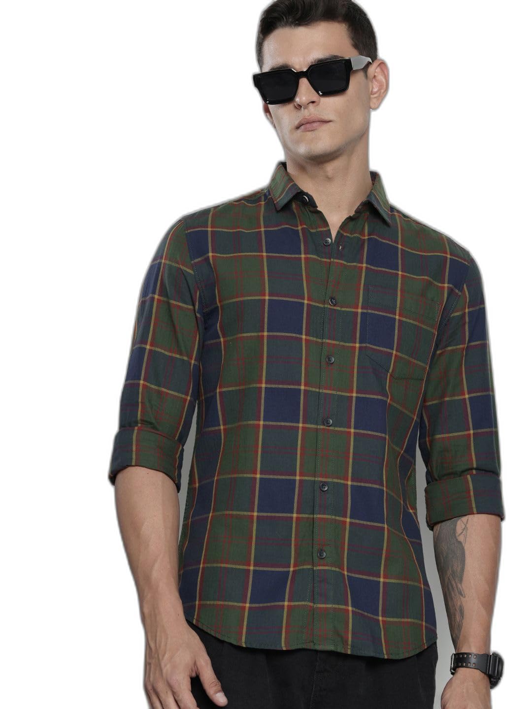 The Indian Garage Co Mens Slim Fit Checkered Shirt