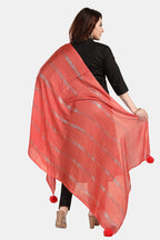 Fabme Shimmer Embellished Soft Cotton Dupatta - Pack Of 2 - Peach, Yellow