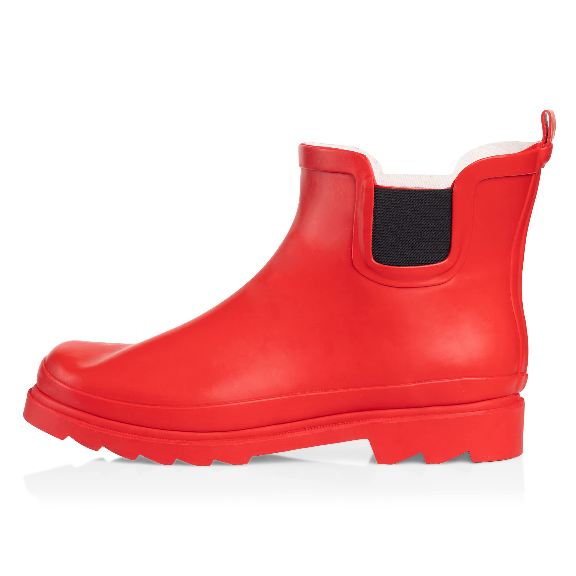 NORTY - Womens Ankle Rain Boots - Ladies Waterproof Winter Spring Garden Boot Matte Red Size 8