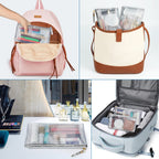 HRX Package Nylon Mesh Cosmetic Zipper Bags, Metallic Silver Makeup Pouches Travel Organizer Case for Purse Diaper Bag (4PCS)