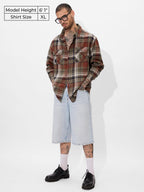 The Souled Store Plaid Originals: Brown, Rust, Black Men and Boys Long Sleeve Collared Neck Regular Fit Cotton Button Down Utili