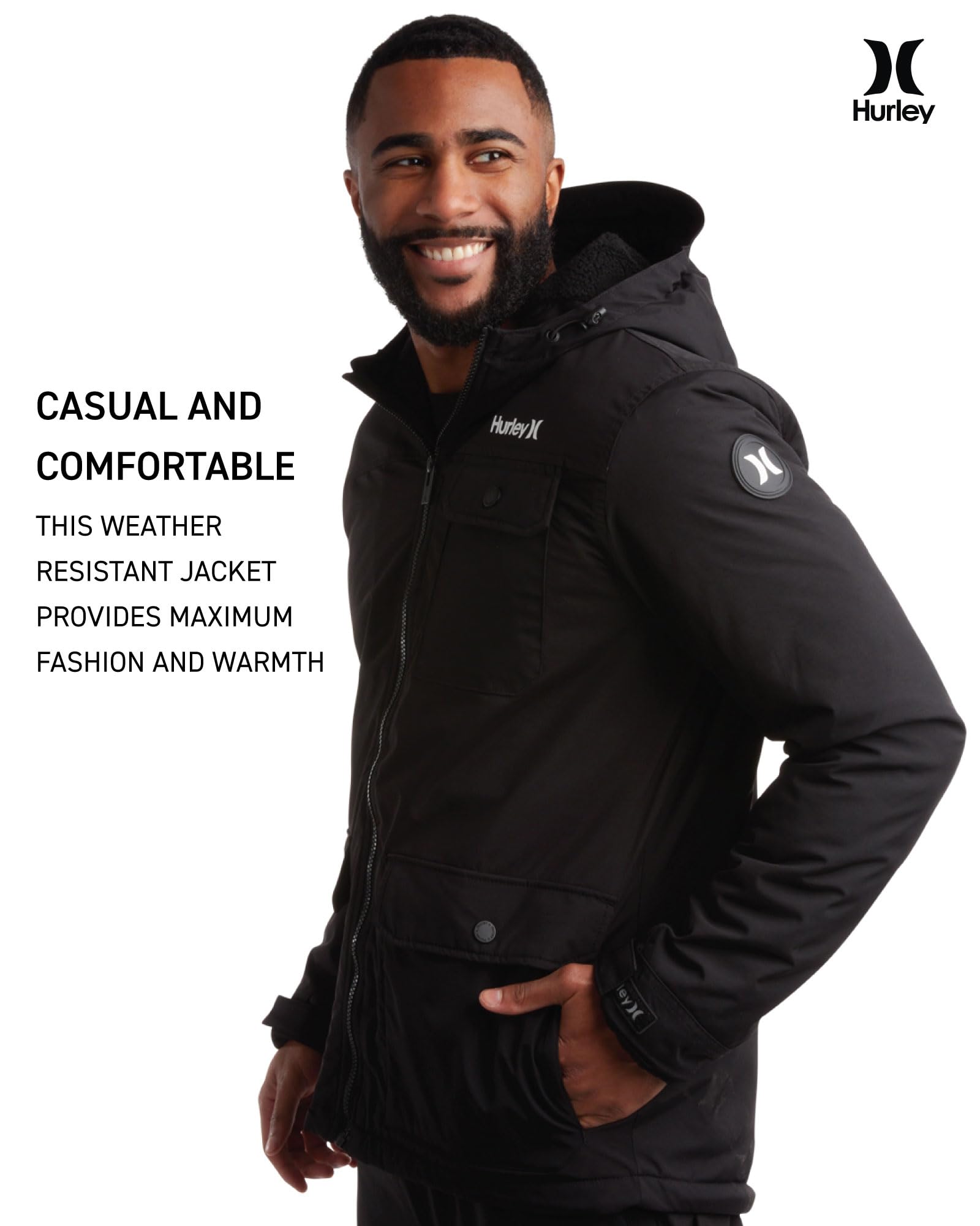 Hurley Men's Winter Jacket - Vinson Heavyweight Parka Coat - Weather Resistant Snowboard Ski Jacket for Men (S-XL), Size Medium,