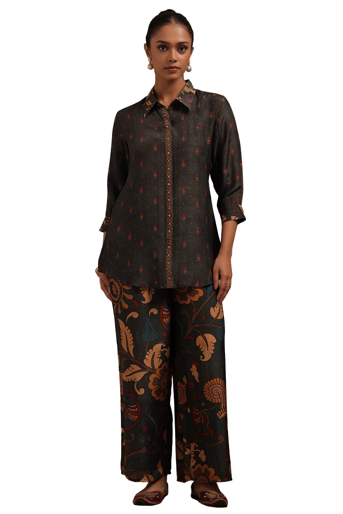 Soch Women Pattern: Floral Fabric: Viscose Muslin Closure: Button Package Contains: Tunic Palazzo