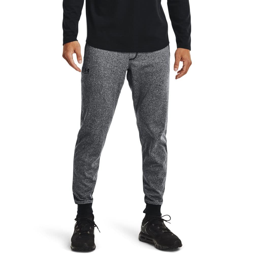 Under Armour Men's Tricot Joggers, Black Full Heather (001)/Black, X-Large