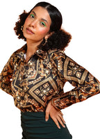 POPWINGS Printed Full-Sleeves Regular-Fit Satin Printed Shirt for Women Stylish Western Casual Wear