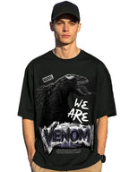 Bewakoof Official Marvel Merchandise Venom Mens Graphic Print Oversized Fit Half Sleeve Round Neck Cotton T-Shirt_651229_Black_