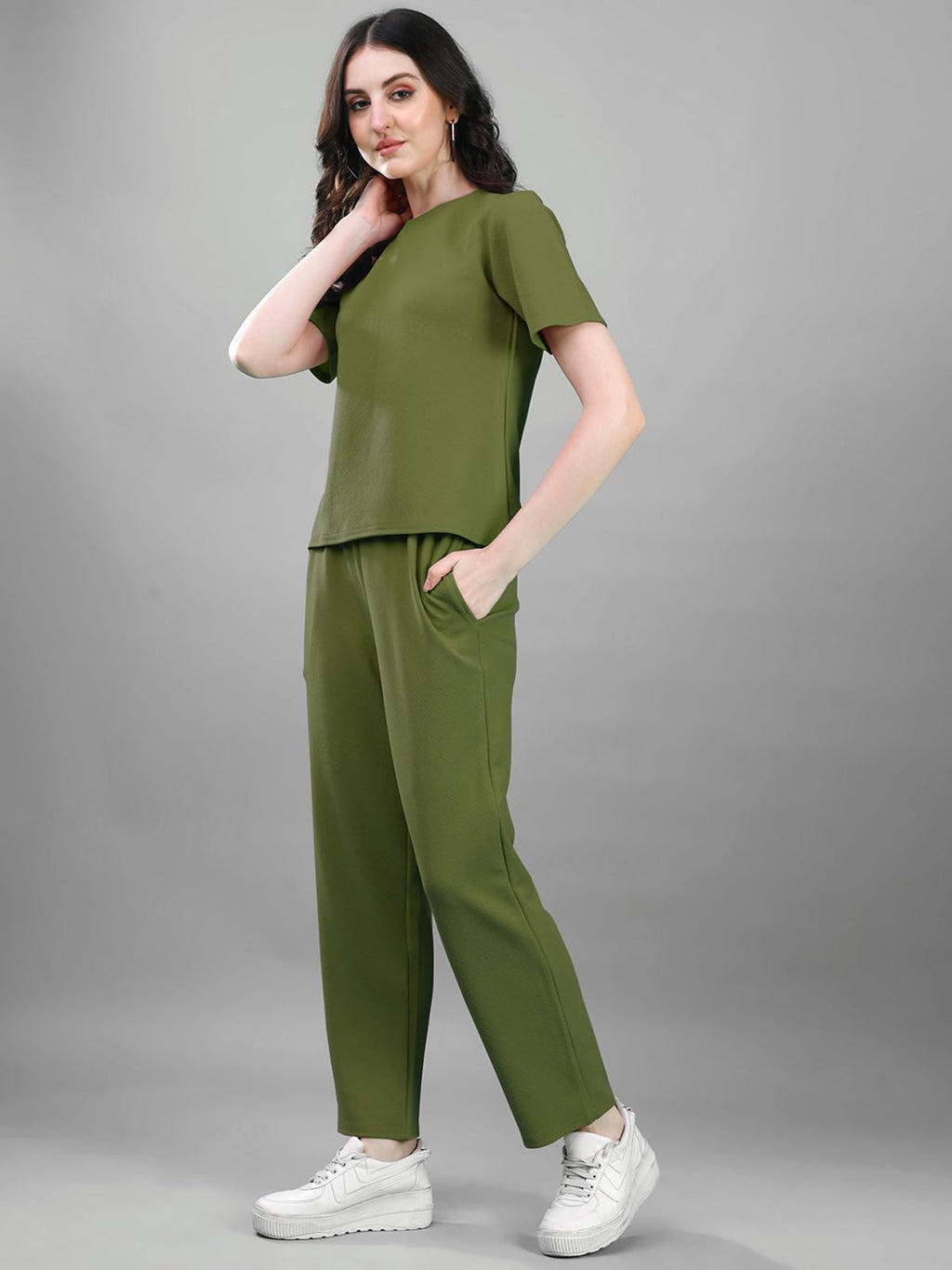 Selvia Womens Co-ords Set|Lycra Top and Trouser Set|Casual Co-ords Set for Women|Two Piece Co-ord Set|Top & Pant Set(707CTK1166