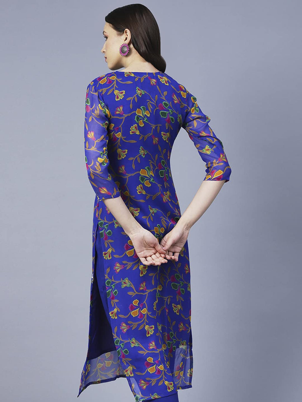 ANNI DESIGNER Womens Printed Georgette Chikankari Embroidered Kurti (Gori-Blue_S_Blue_Small)