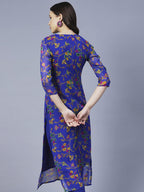 ANNI DESIGNER Womens Printed Georgette Chikankari Embroidered Kurti (Gori-Blue_S_Blue_Small)