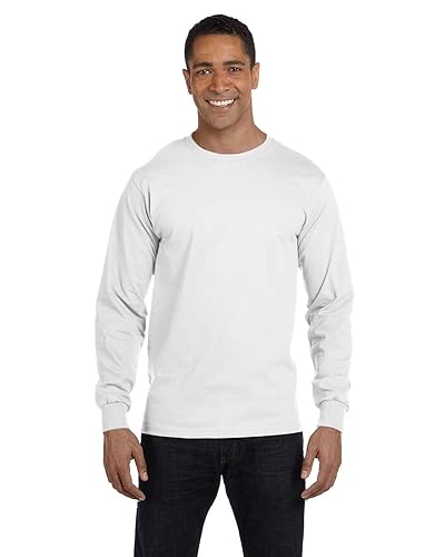 Mens 52 oz comfortSoft cotton Long-Sleeve T-Shirt - WHITE - S(D0102H7KTJ8)