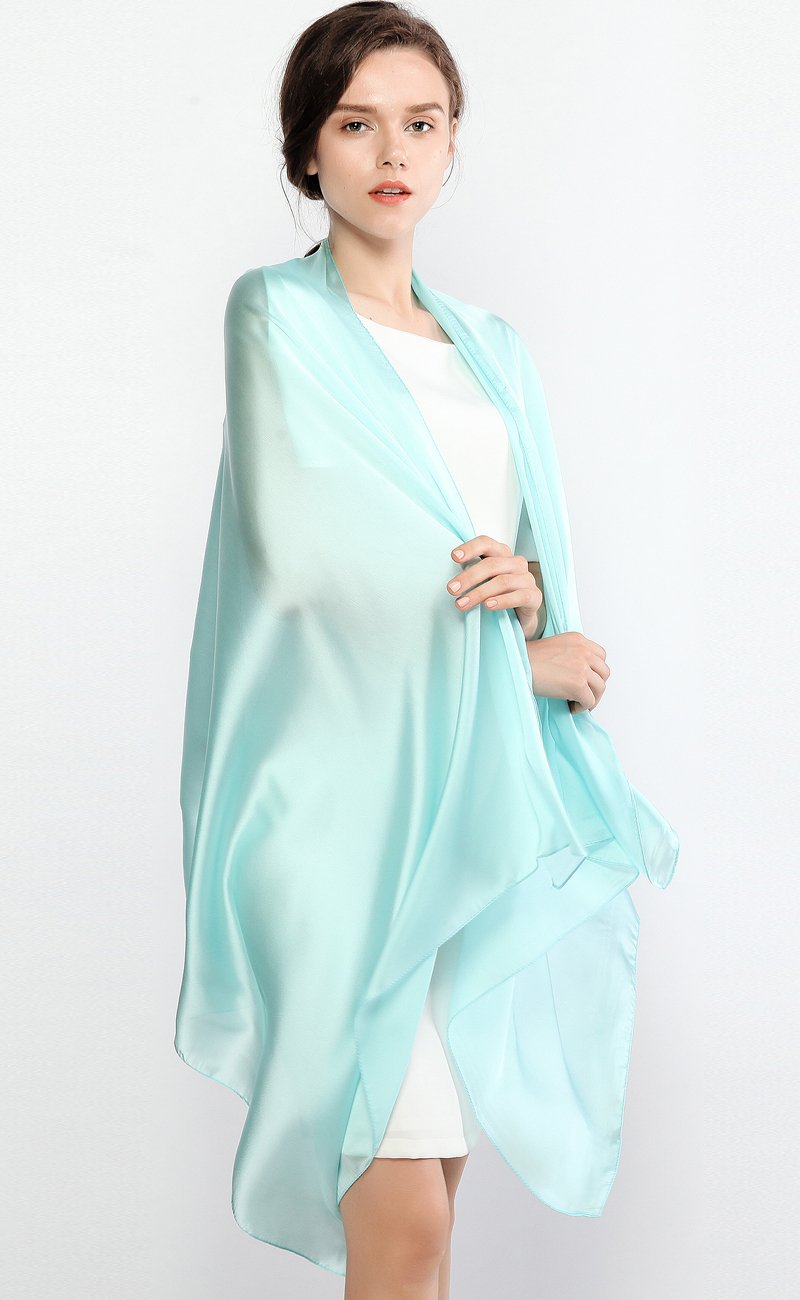 RIIQIICHY Women Shawls and Wraps for Evening Dresses Like Chiffon Turquoise Silk Scarf Formal Silky Pashmina Shawls for Weddings