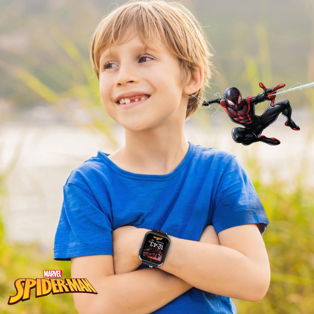 Marvel Spider-Man Kids Smart Watch - Touchscreen Interactive Watch with 10 Customizable Clock Faces, Built-in Camera, Video Reco