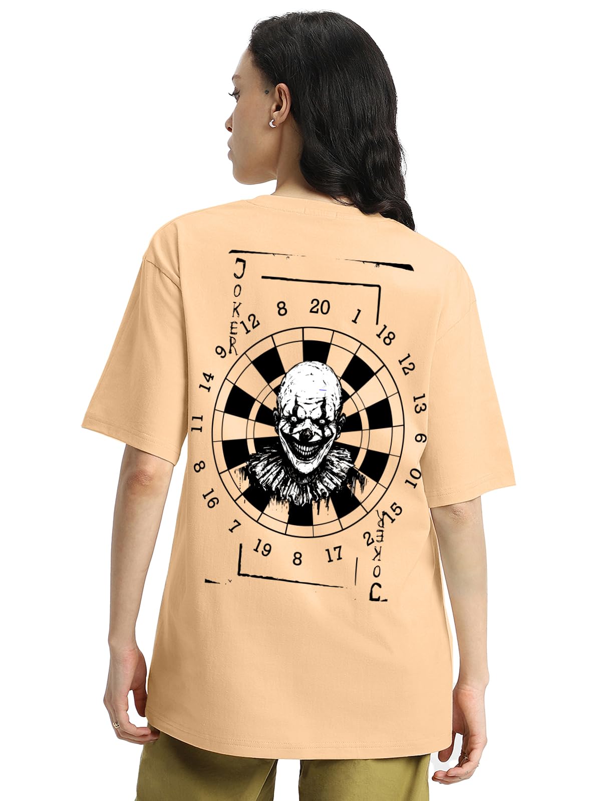 Veirdo Women's Cotton Oversized Baggy Fit Joker Graphic Printed T-Shirt/Girls