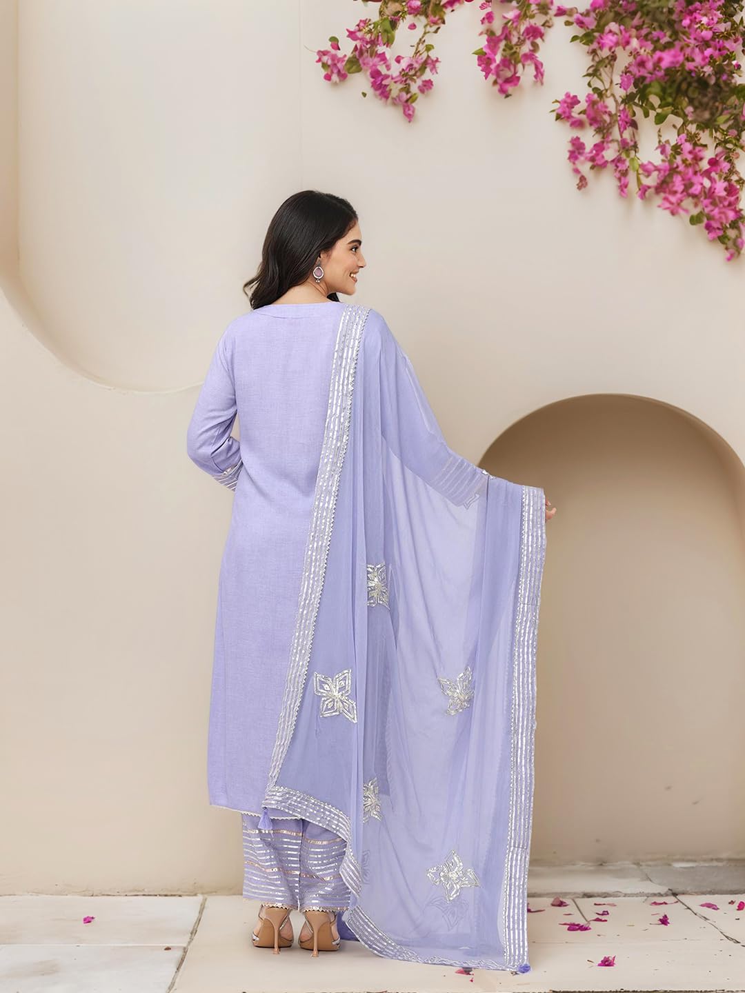 Ishin Gotta Patti Tie-Up Kurta With Pants And Dupatta