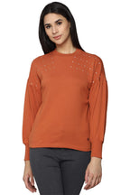 Allen Solly Women Solid Cotton Crew Neck T-Shirt