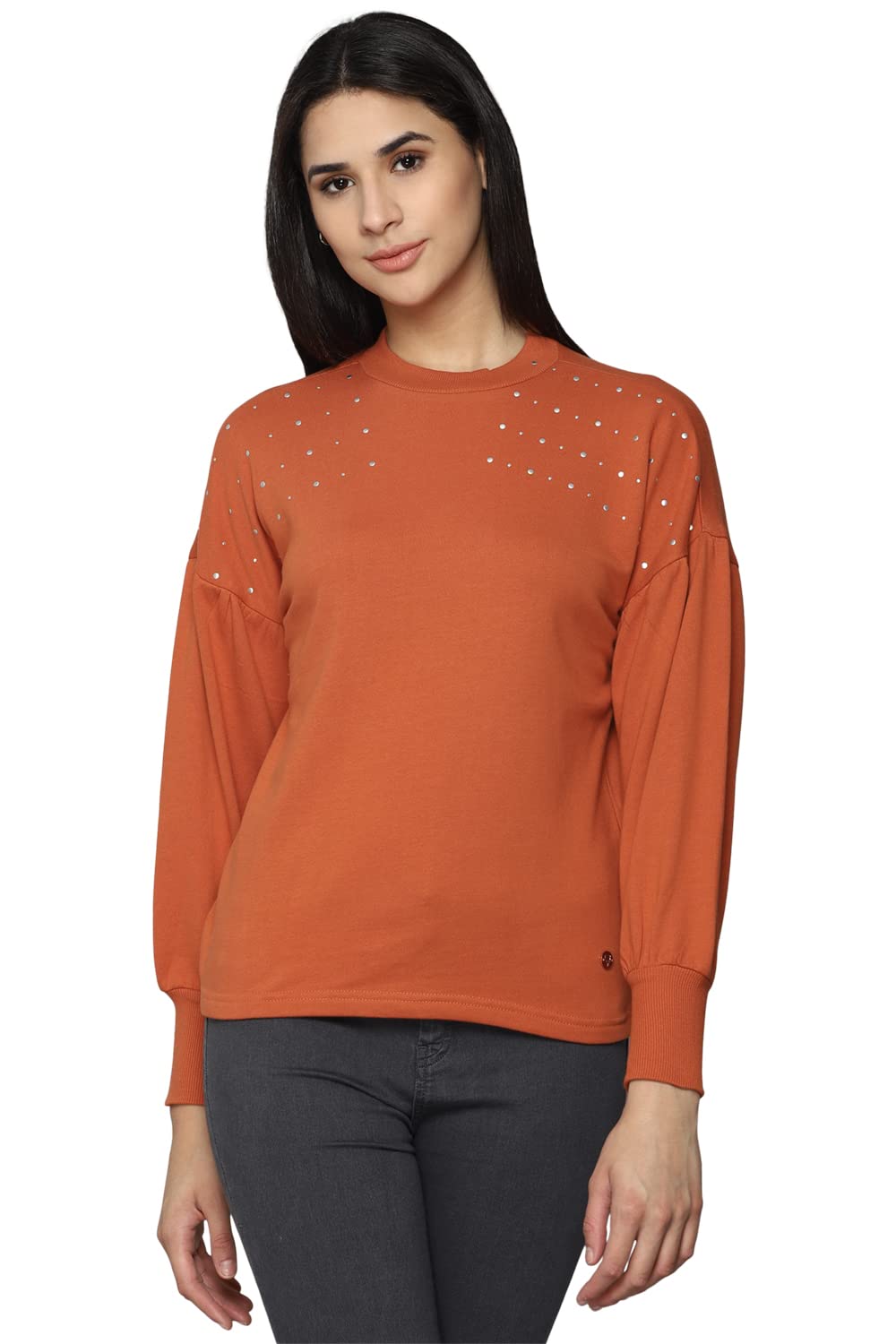 Allen Solly Women Solid Cotton Crew Neck T-Shirt