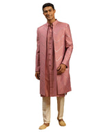 VASTRAMAY Mirror Work Front Open Sherwani Set with Pant Style Pyjama for Men  Elegant Ethnic Wear for Weddings & Festivals