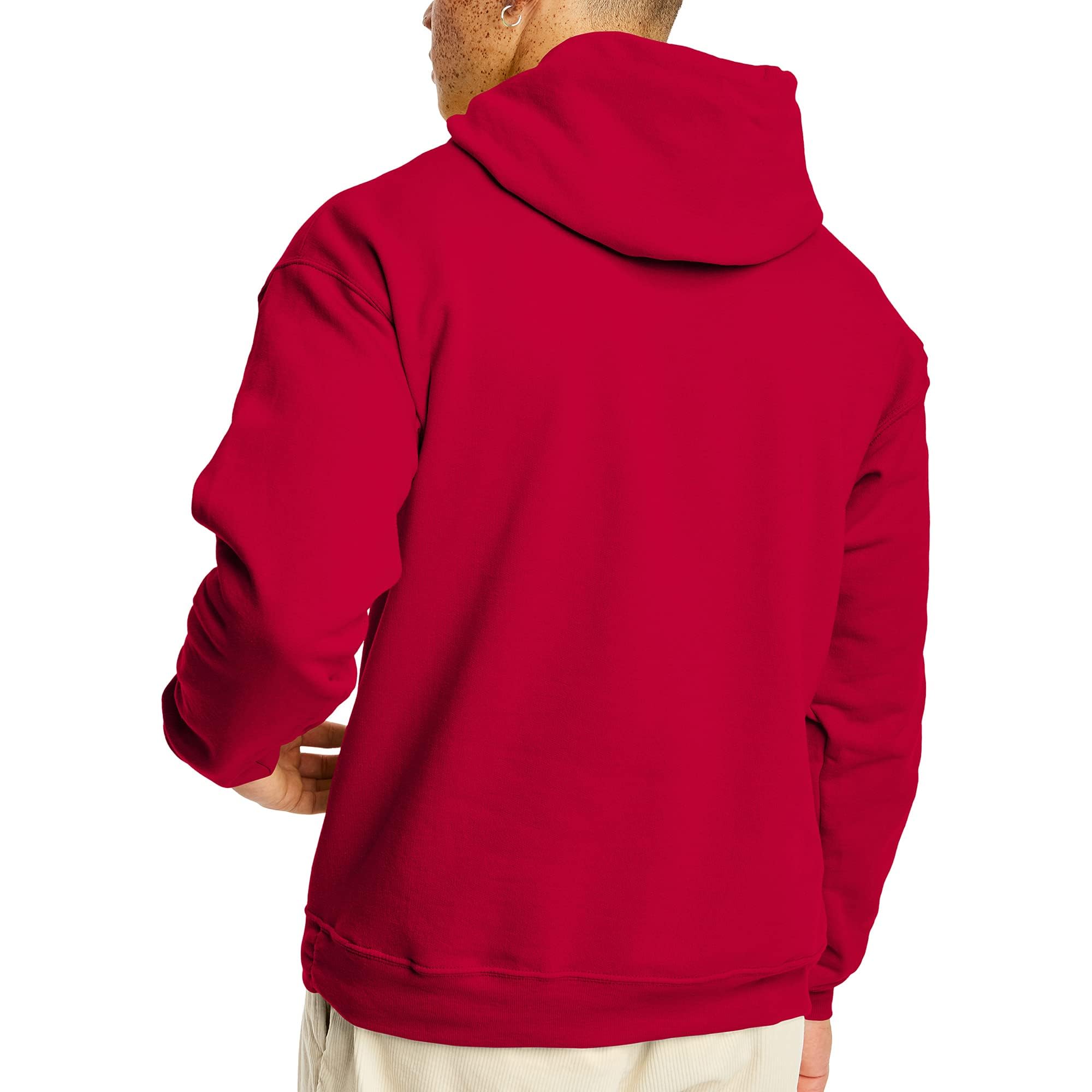 Hanes Men's Pullover EcoSmart Hooded Sweatshirt, Deep Red, Medium