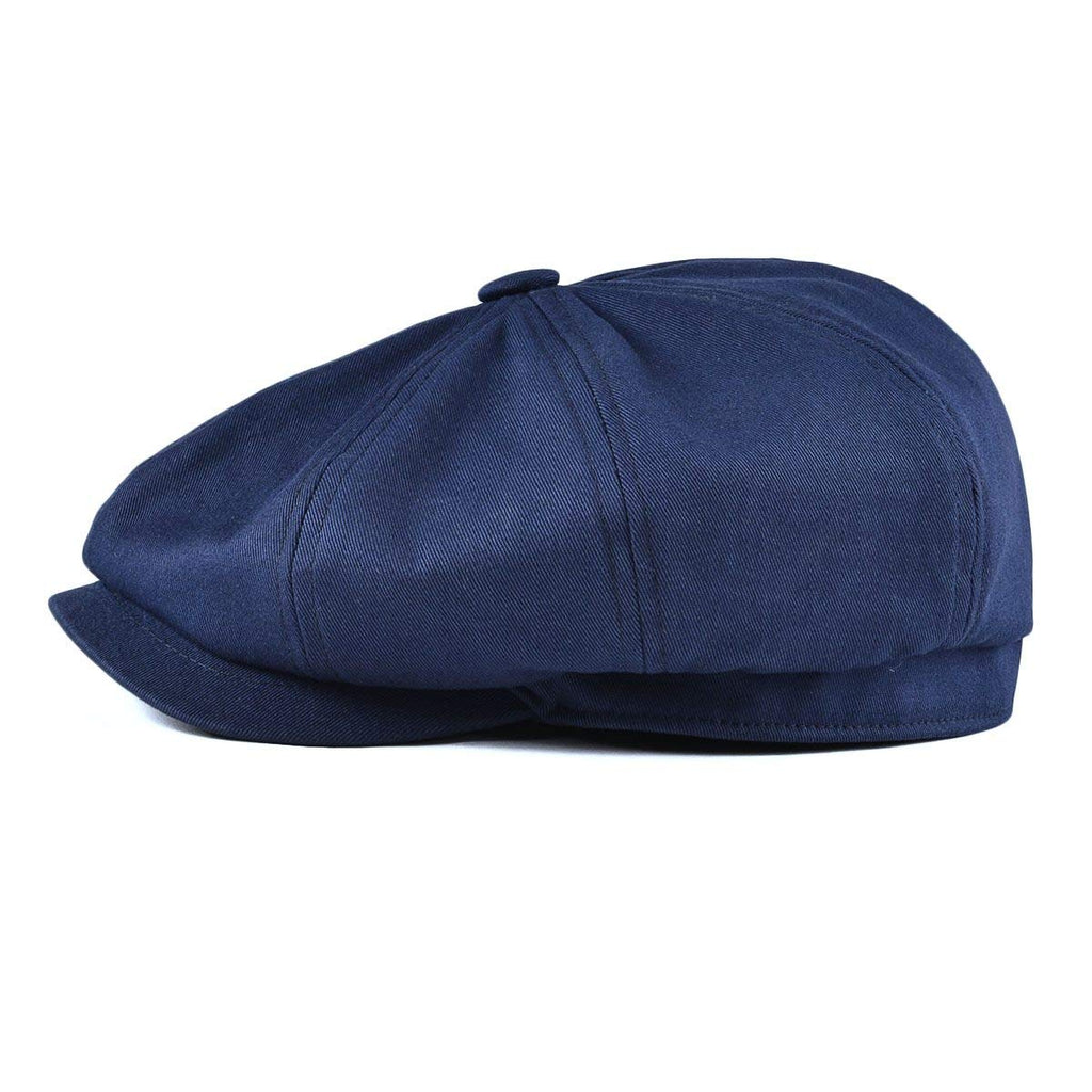 BOTVELA Men's Newsboy Flat Cap 100% Cotton Gatsby Ivy Golf Cabbie Hat (Navy Blue, 7 7/8)