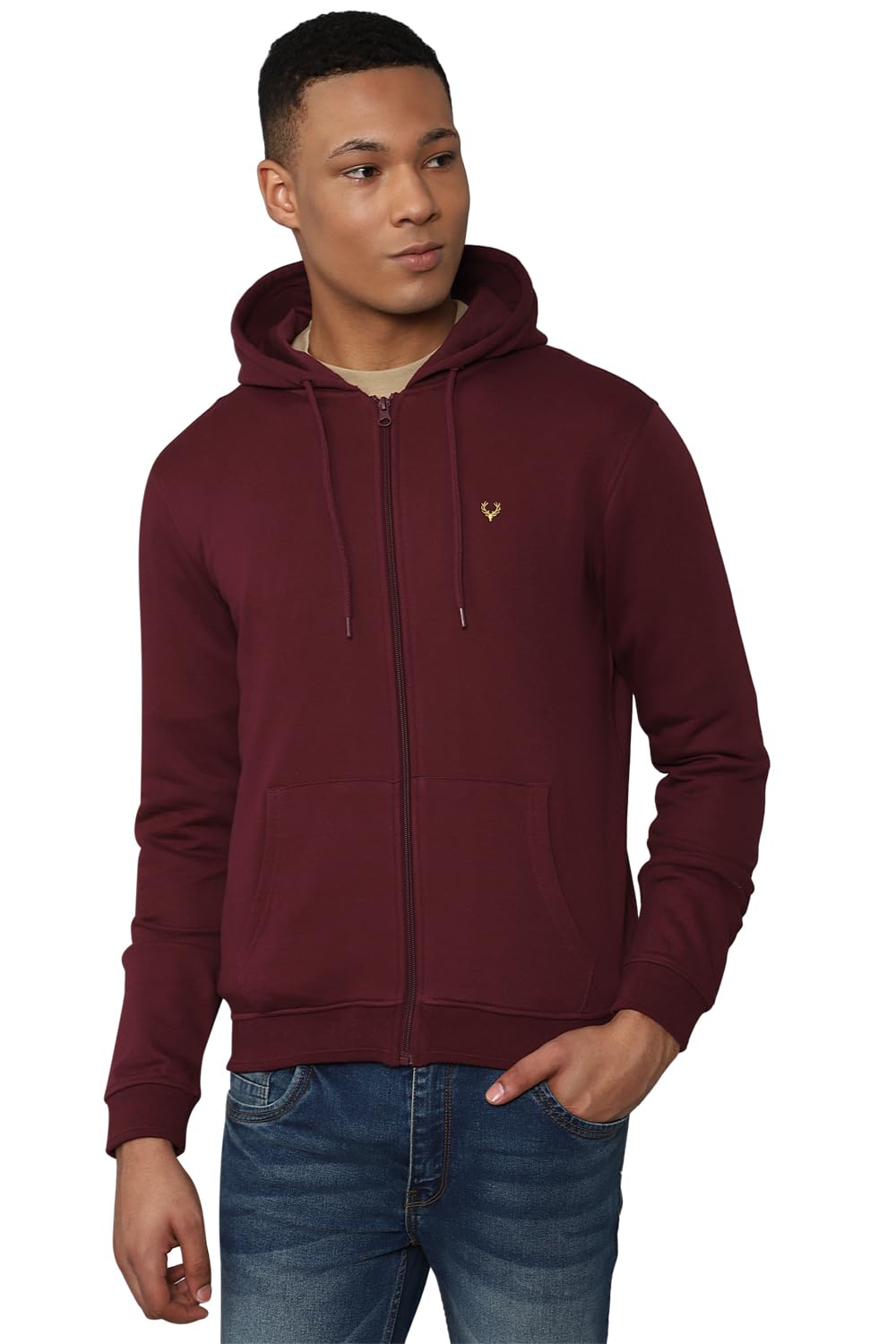 Allen Solly Men Regular Fit Casual Cotton Full Sleeve Hooded Hoodie