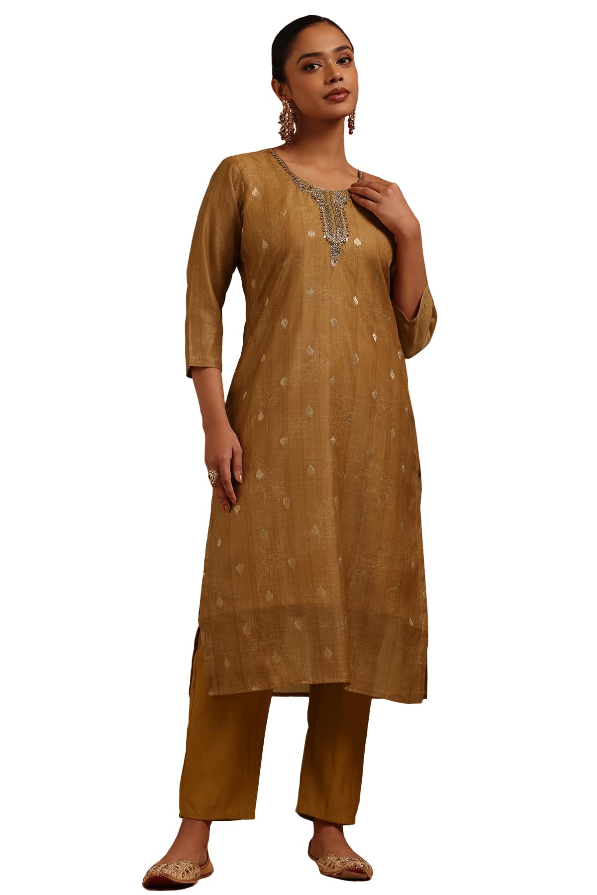Soch Women Chanderi Floral Kurta Set with Cutdana