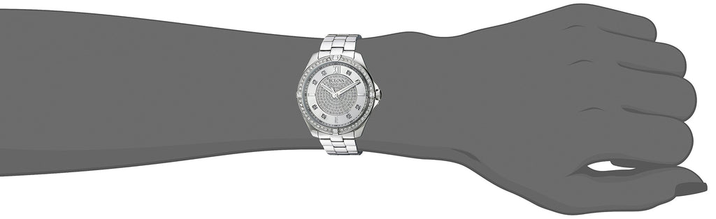 Bulova Ladies' Classic Crystal Stainless Steel 2-Hand Quartz Watch, Pave Dial Style: 96L236