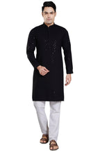 DIVISIVE Mens Sequince Embroidered Cotton Blend Only Slim Fit Kurta (DKRT15_M_Black)