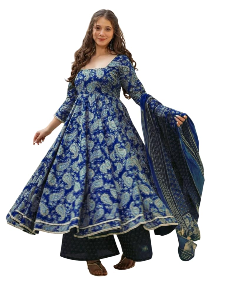 Wedani Anarkali Set for Women Blue