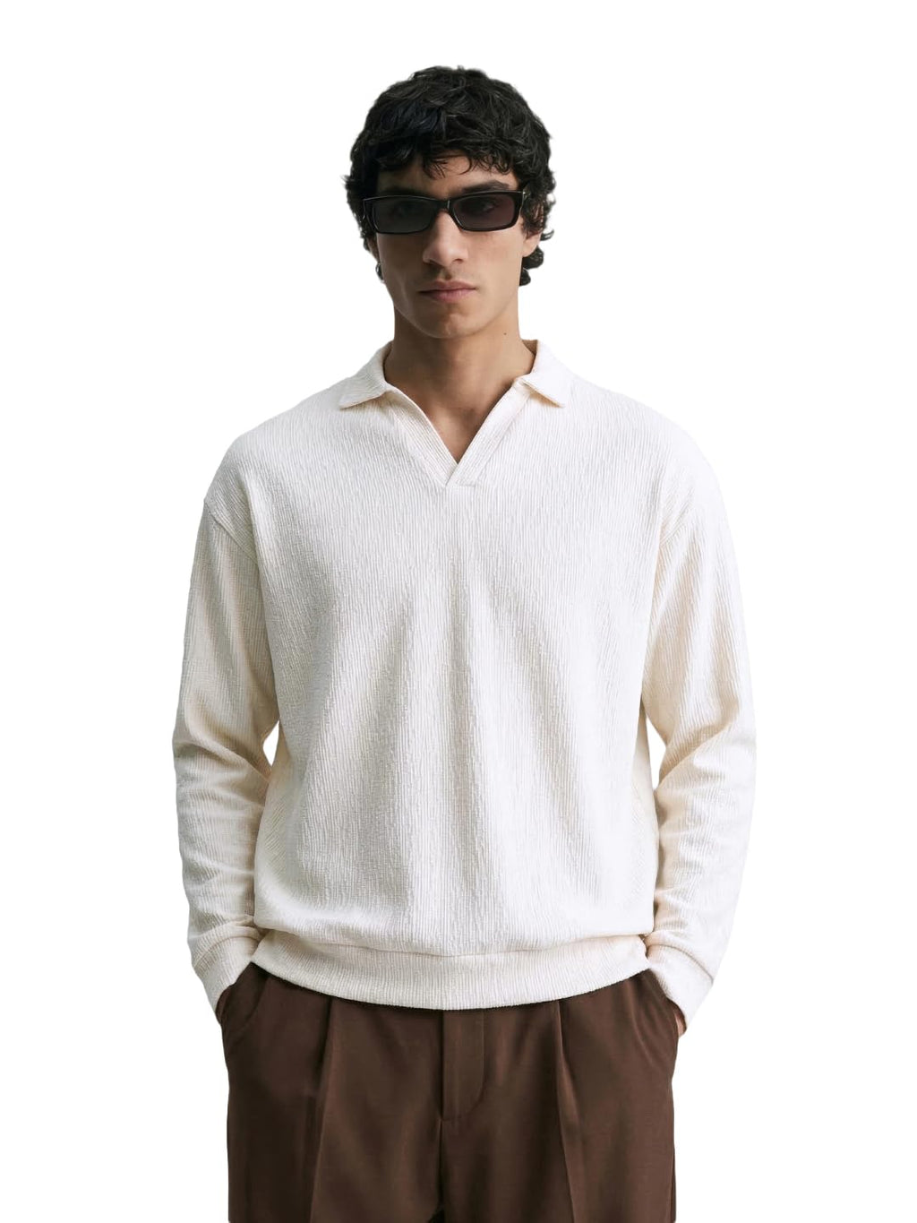 The Indian Garage Co Mens Oversized Textured Full Sleeves Sweater