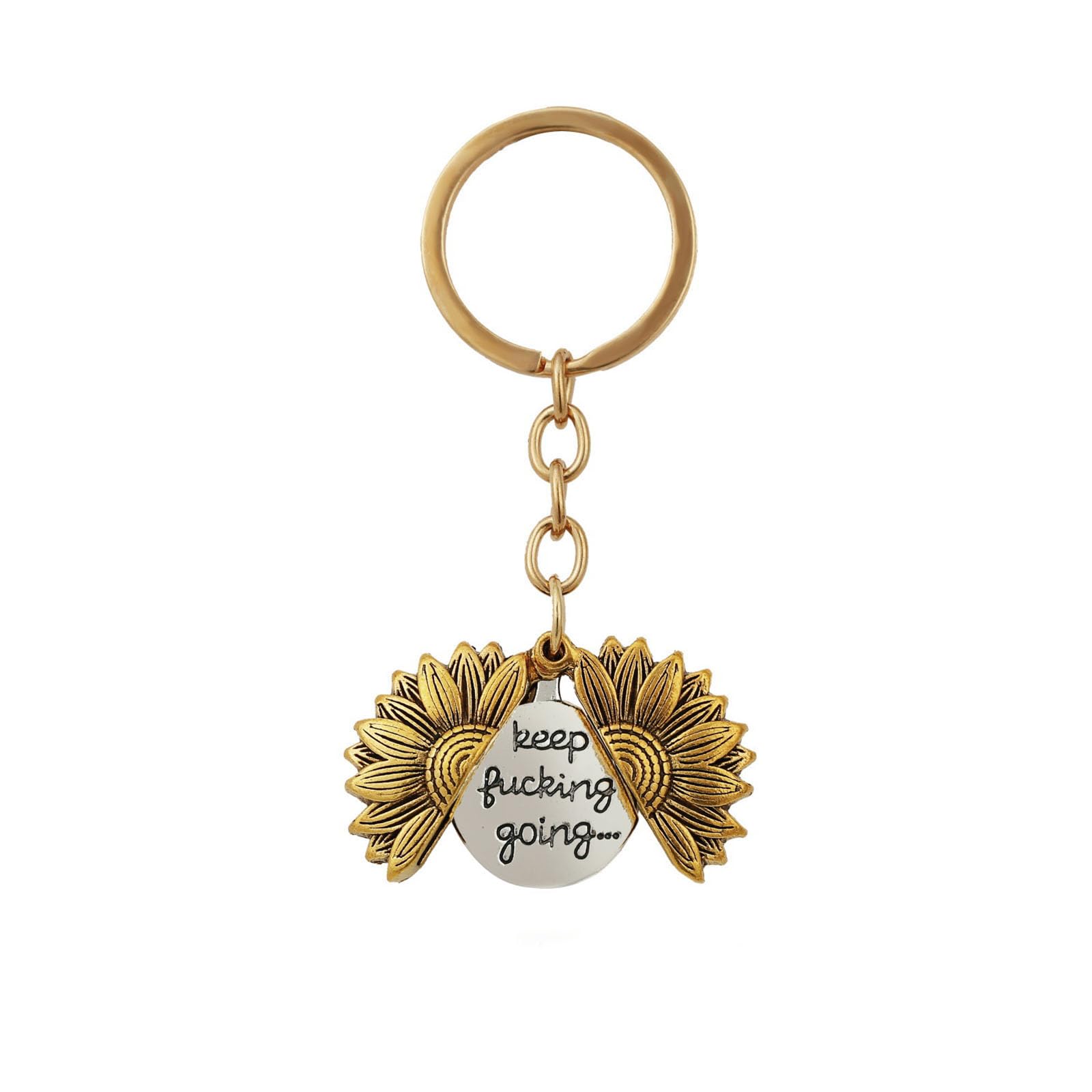 ZCVFA Keep Going Sunflower Keychain, Engraved Sunflower Keychain Pendant Meaningful Inspirational Motivational Jewelry for Women(1 Pcs)-New Condition