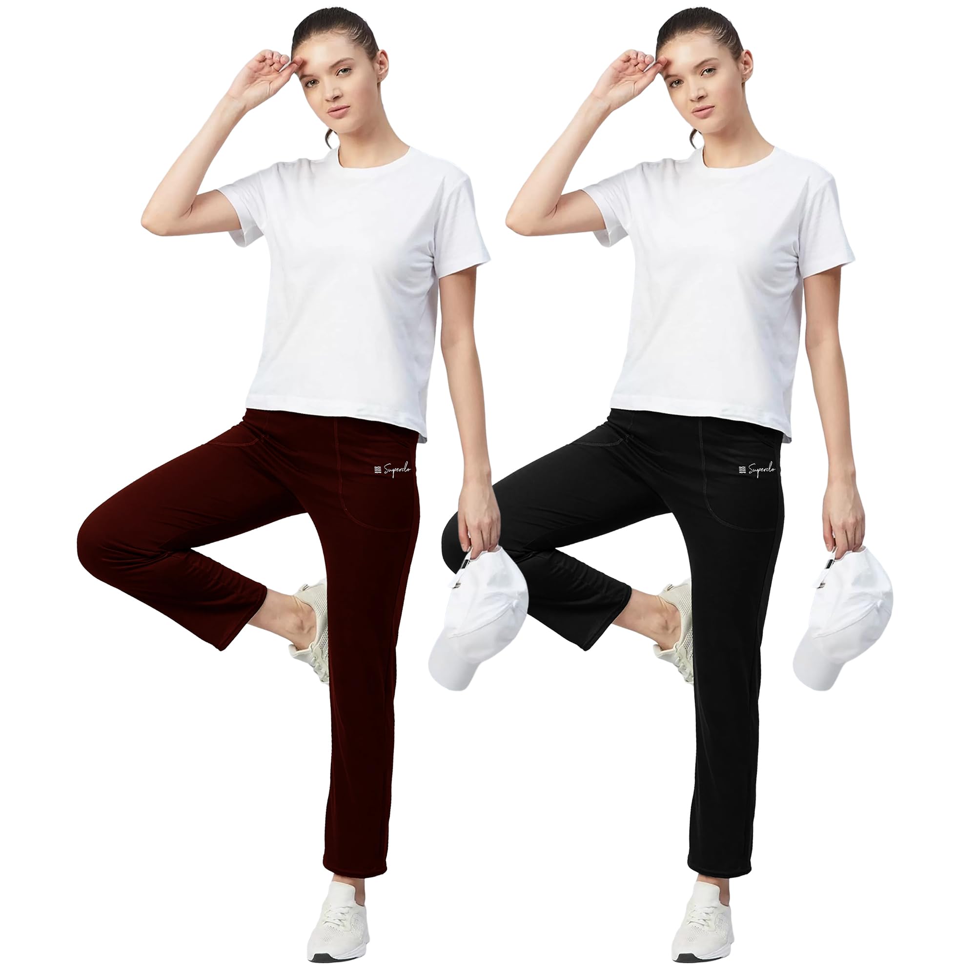 Pinkmint Women Combo Track Pant l Pure Cotton Pyjamas l Fancy Pocket Trouser l Gym, Regular Home Wear (Pack of 2)